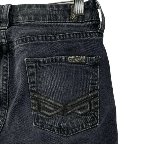 7 For All Mankind Jeans Women's Sz 24 Black Denim Carolyn Skinny Cropped Raw Hem - Picture 10 of 12
